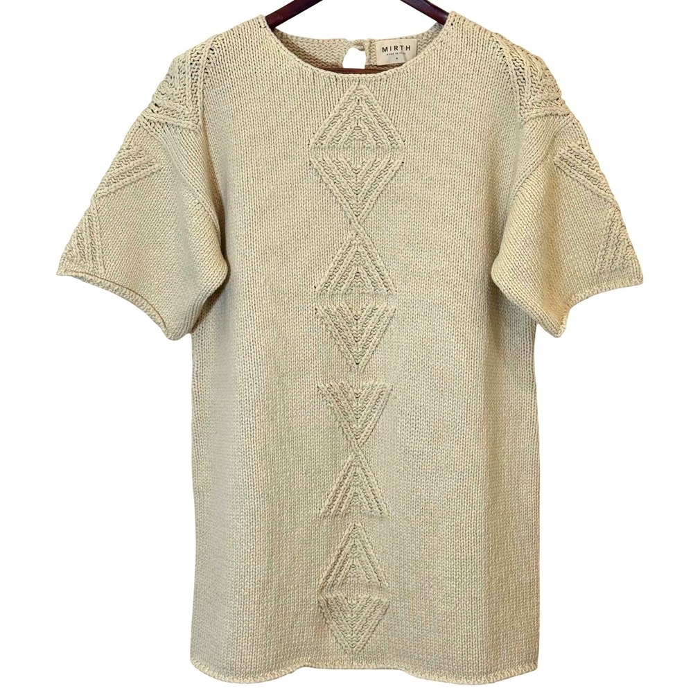 MIRTH Peru Hand Knit Cotton Sweater Tunic Geometric Boho Coastal Oversized M - Picture 2 of 7